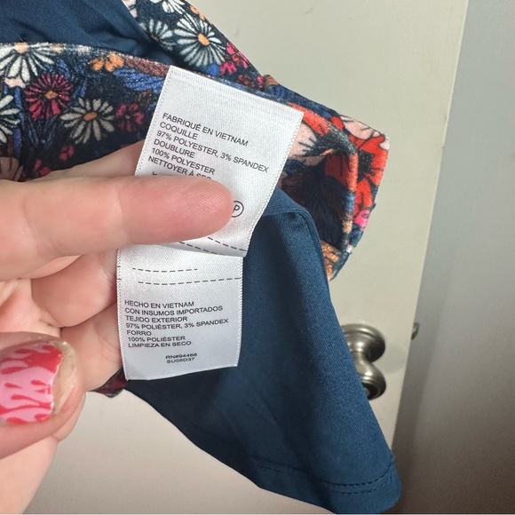 Sage Multicolored Velvet Floral Short Puffy Sleeve 3 Front Buttons Shift Dress S - Picture 13 of 16